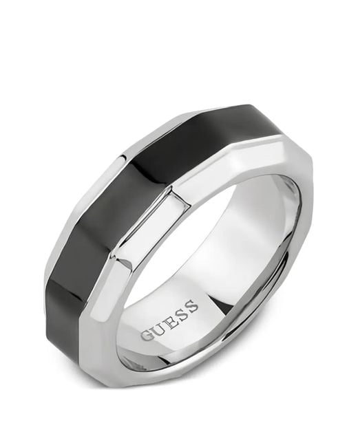 Guess Gray Hexagon Hexagonal-Shape Ring for men