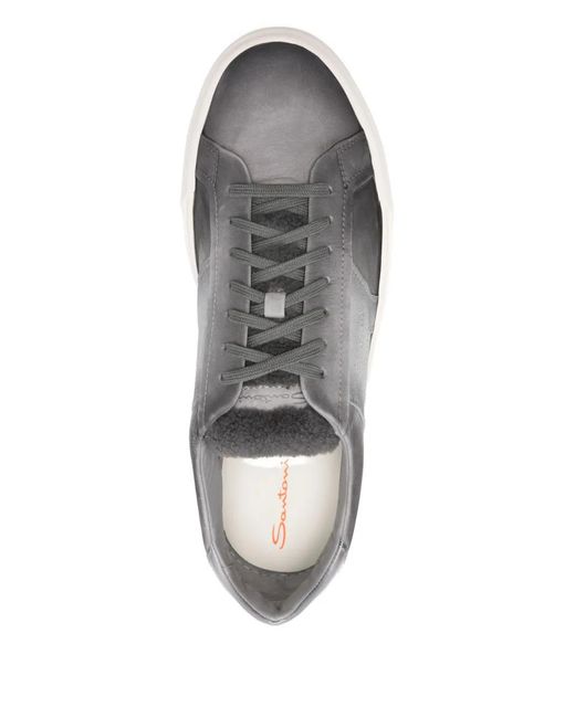 Santoni Gray Panelled Sneakers for men