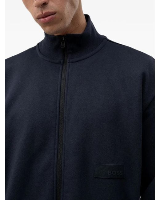 Sweat Zippé À Patch Logo Boss pour homme en coloris Blue