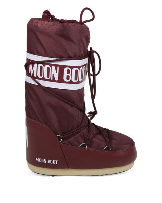 Moon Boot Red Logo-Band Lace-Up Boots