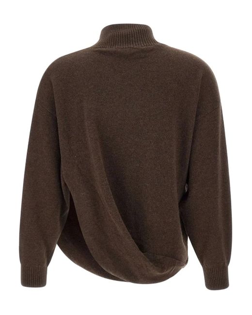 Marella Brown Turtleneck Twisted-Detail Sweater