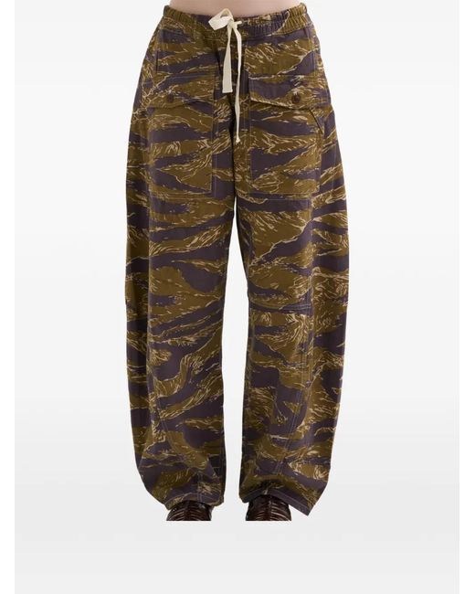 R13 White Reversible Leopard-Stripe Trousers