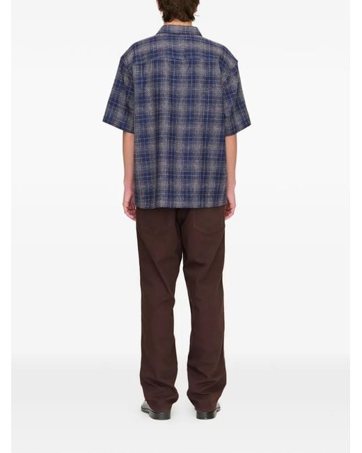 Palmes Blue Checked Short-Sleeve Shirt for men