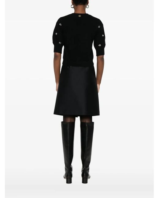 Twinset Black Crystal-Embellished Sweater