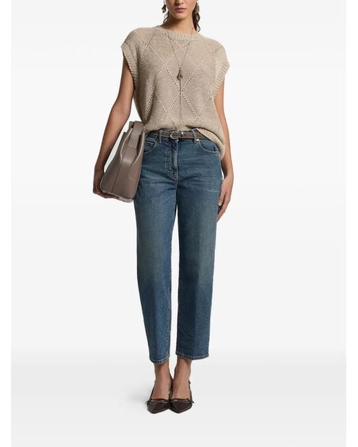 Peserico Blue Panelled Jeans