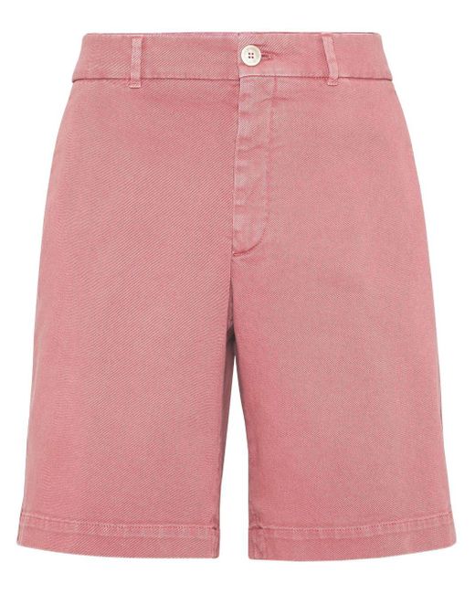 Brunello Cucinelli Knielange Jeans-Bermudas in Pink für Herren