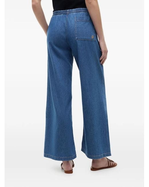 Tommy Hilfiger Blue Drawstring Wide-Leg Jeans