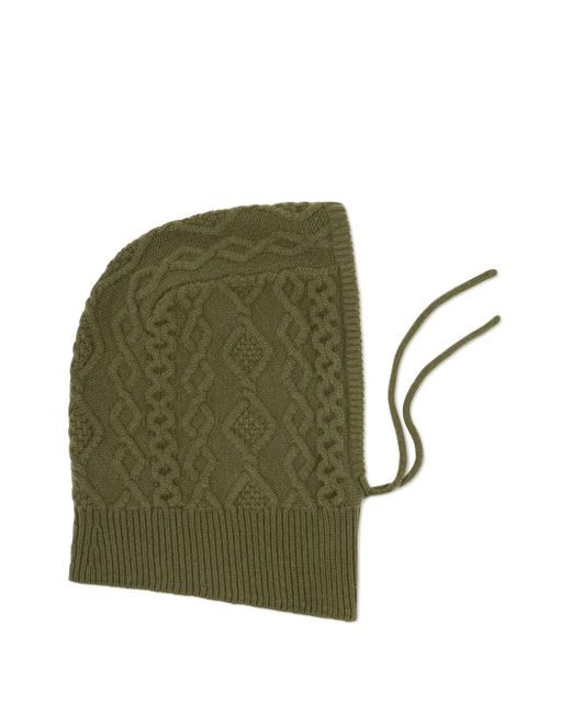 Eric Bompard Green Cable-Knit Drawstring Hood