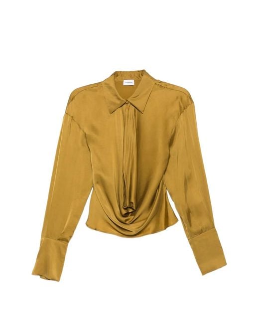 ANDAMANE Yellow Draped Long-Sleeve Shirt