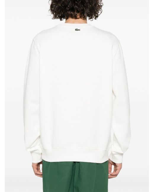 Lacoste White Logo-print Cotton Sweatshirt for men