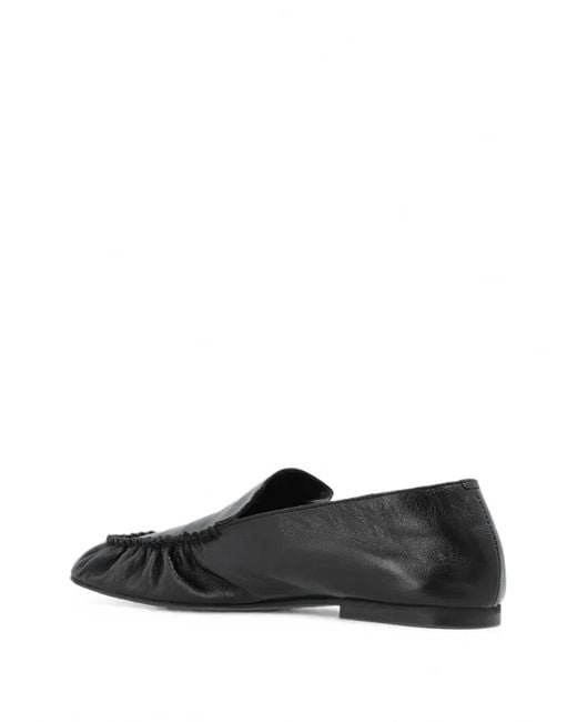 Alohas Black Gabe Ruched Leather Loafers