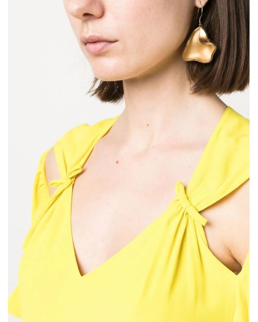 Vivetta Yellow Ruched Cut-Out Maxi Dress