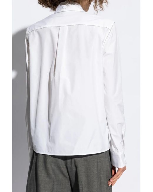 Fabiana Filippi White Embellished Long-Sleeved Shirt