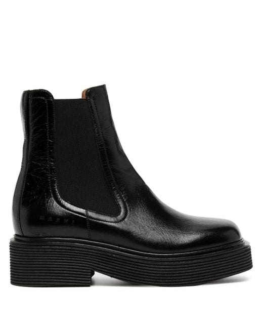 Marni Black Ridged-Sole Chelsea Boots
