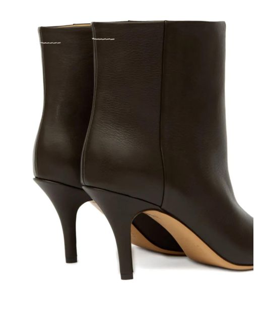 MM6 by Maison Margiela Brown Pointed-Toe Leather Ankle Boots