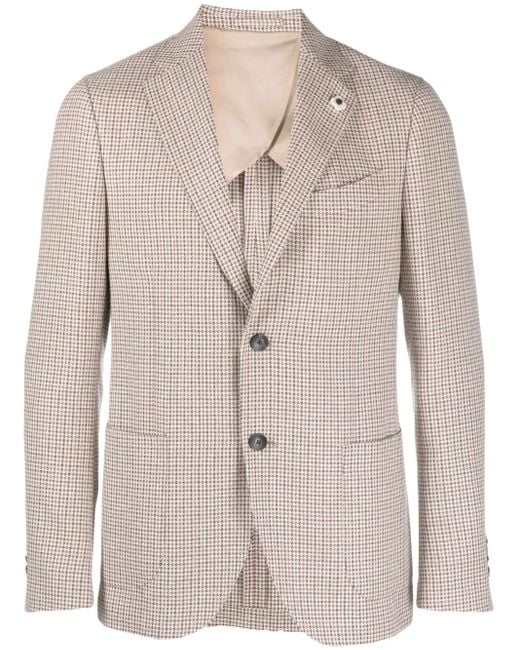 Lardini Natural Pota Houndstooth-Pattern Blazer for men