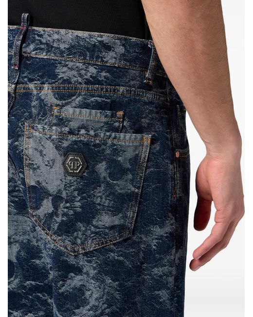 Philipp Plein Beach Boy Skulls Jeans in het Blue voor heren