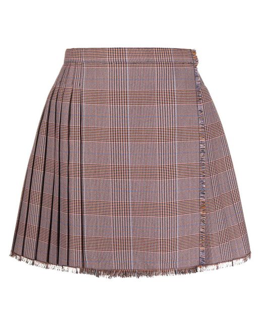 Acne Pink Check Pleated Mini-skirt