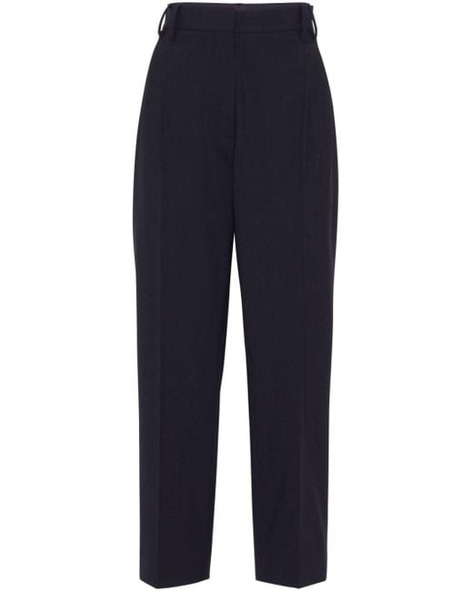 Brunello Cucinelli Blue Pleated Tapered Trousers