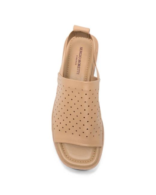 SERGIO MORETTI FIRENZE Natural Perforated Slingback Sandals