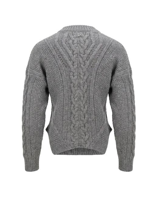 Dondup Gray Cable-Knit Wool Sweater