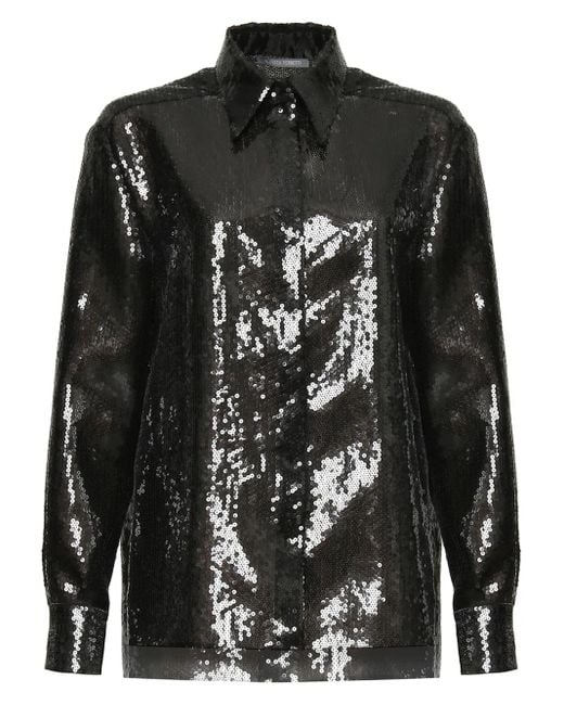 Alberta Ferretti Black Sequinned Shirt
