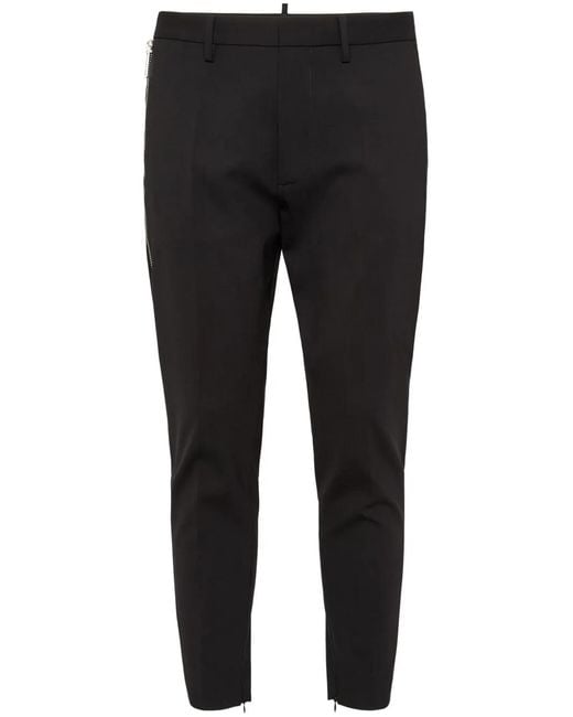 DSquared² Black Logo-Print Tapered Trousers for men