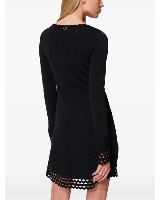 Twinset Black Scallop-Trim Dress