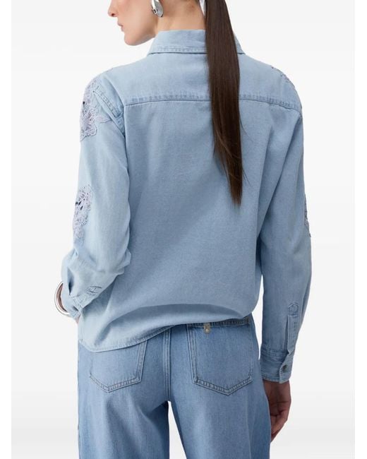 Liu Jo Blue Denim Lace Shirt