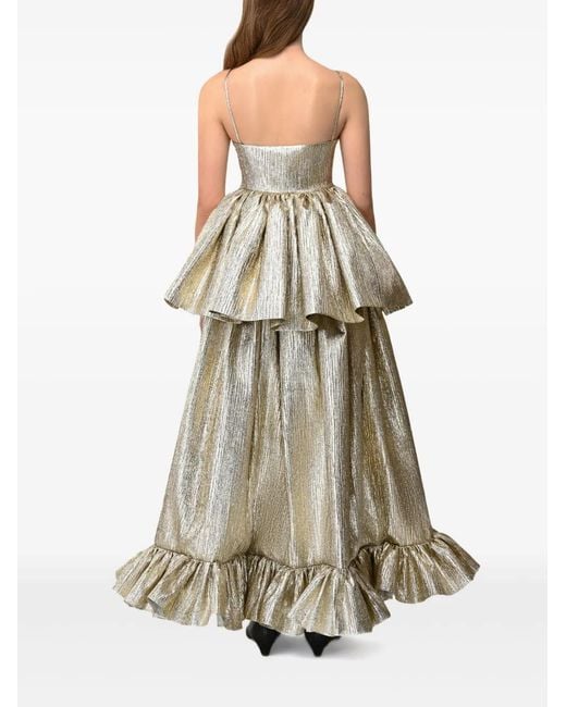 Anouki Natural Metallic Tiered Maxi Dress