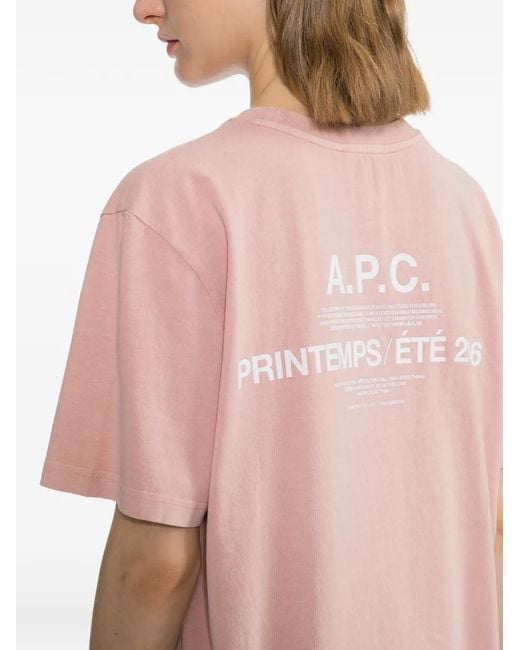 A.P.C. Pink Logo-Print T-Shirt