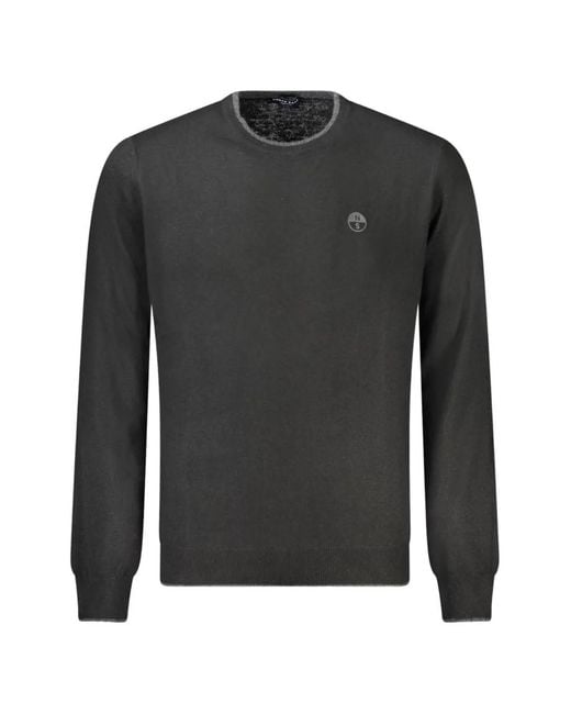 North Sails Black Logo-Patch Crew-Neck Sweater for men