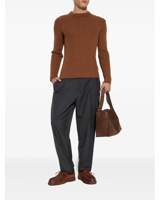 Tod's Brown Ribbed-Wool Sweater for men
