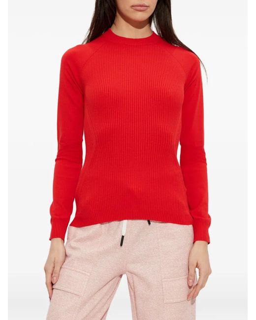 Moncler Red Logo Ribbed Top
