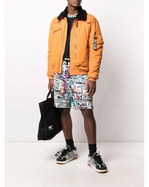 Moschino Orange Logo-keyring Bomber Jacket for men