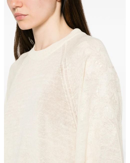 Panicale White Sequin-Embellished Raglan-Sleeve Sweater