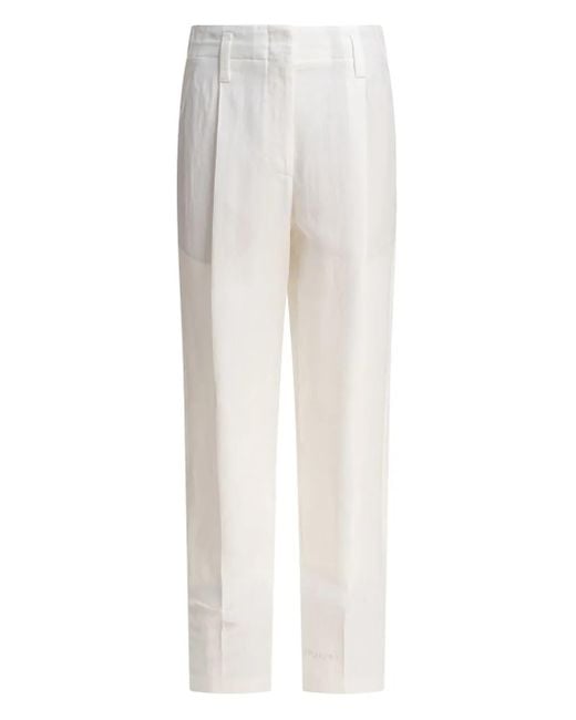 Pantalon En Lin Brunello Cucinelli en coloris White