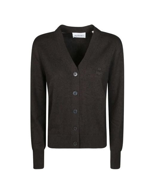 Isabel Marant Black Logo-Embroidered V-Neck Cardigan