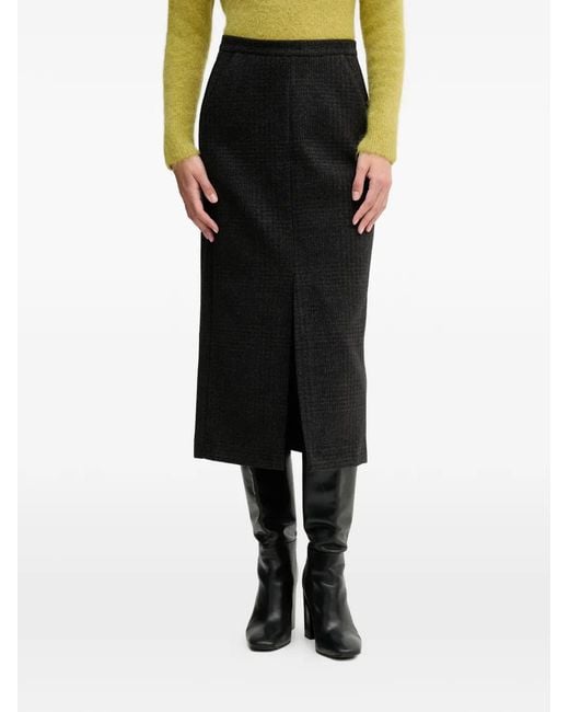 Sandro Ferrone Black Front-Slit Midi Skirt