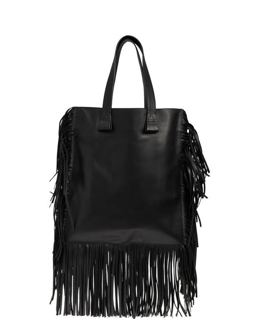 Bolso shopper con flecos IRO de color Black