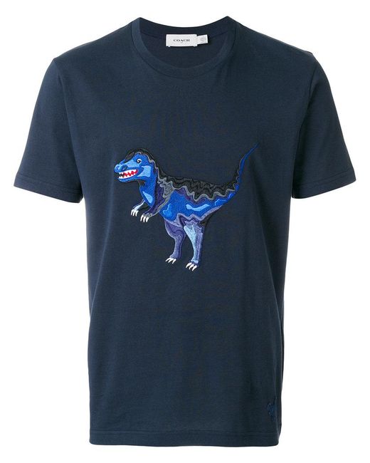 COACH Blue Dinosaur Embroidered T-shirt for men