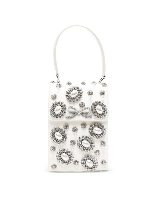 Borsa Tote Con Fiocco di Self-Portrait in White