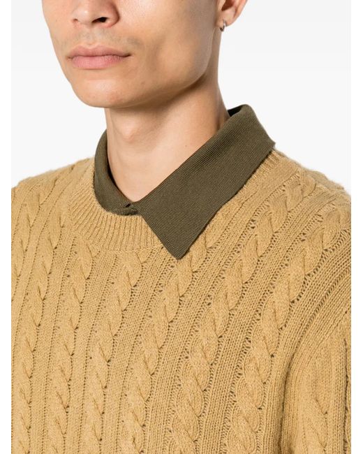 A.P.C. Natural Cable-Knit Wool Sweater for men