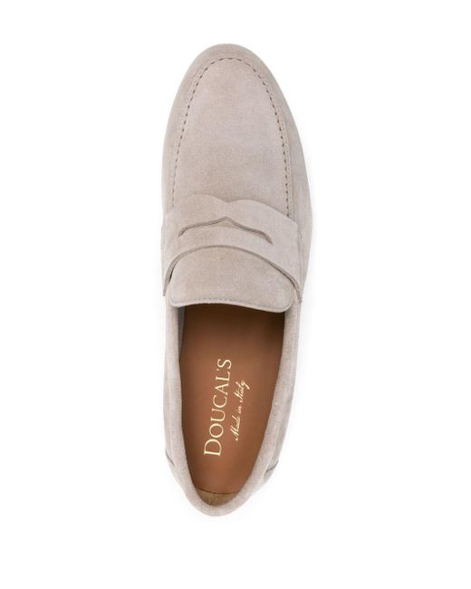 Doucal's White Suede Penny Loafers for men