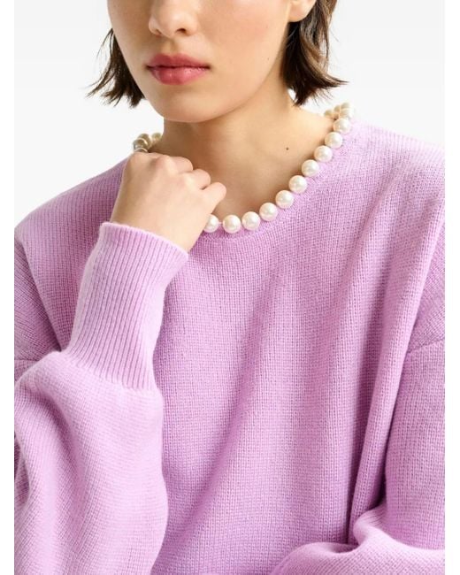 Essentiel Antwerp Pink Embellished-Neck Sweater