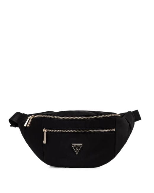 Guess Black Logo-Plaque Zip-Fastening Belt Bag