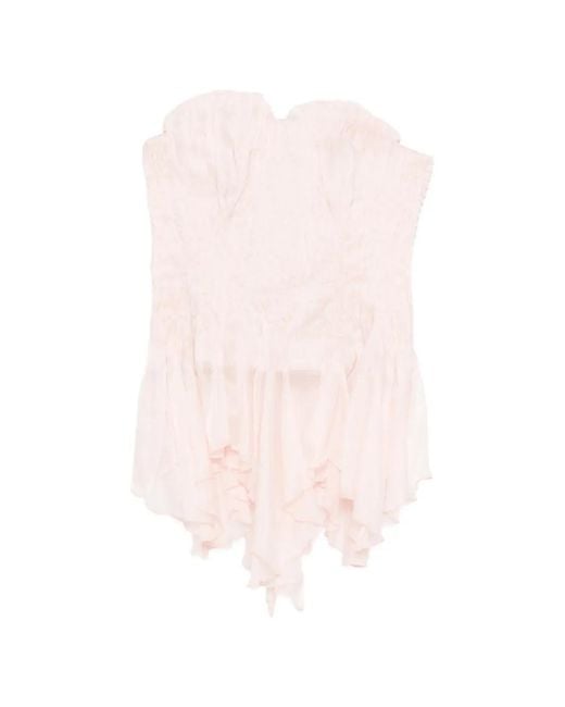 Aje. Pink Nisha Ruffled Bustier