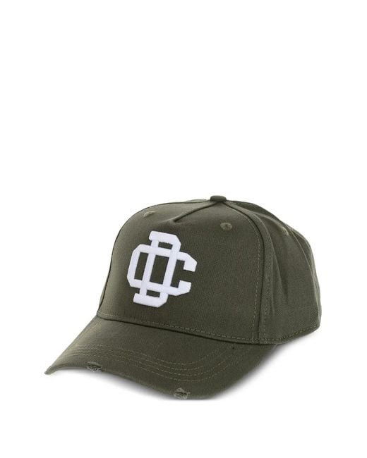 DSquared² Green Logo-Embroidered Distressed Baseball Cap for men
