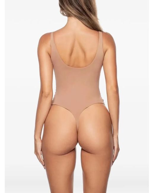 GOD SAVES QUEENS Natural Logo-Print Scoop-Neck Bodysuit