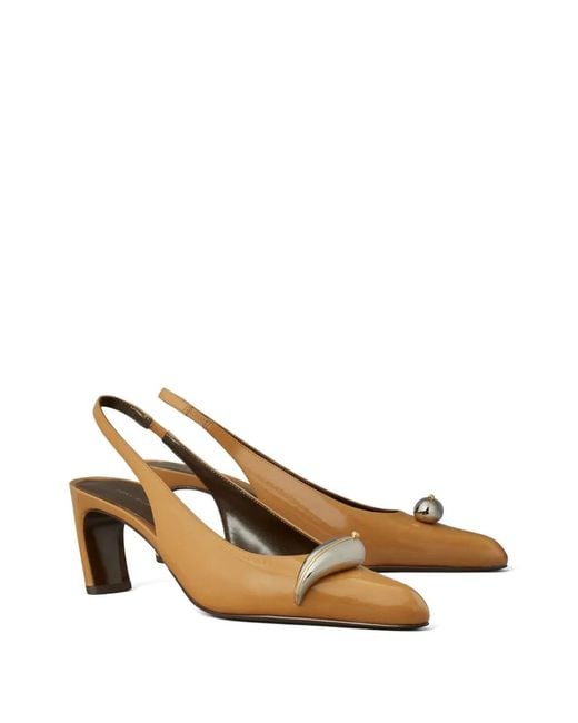 Tory Burch Natural Pierced Slingback Heels